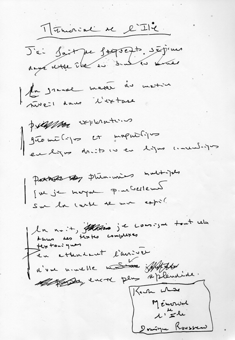 Texte manuscrit de KW, Dominique Rousseau - Contact